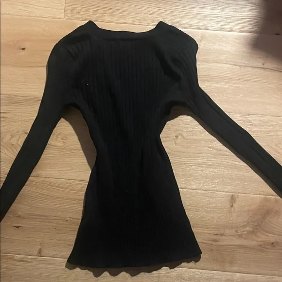 Dynamite Black Ribbed Button-Up - Picture 3 of 3